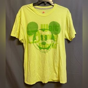 Disney unisex tee shirt- neon yellow w/green Mickey - size M